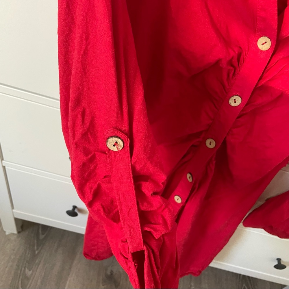 Zara Red Linen Dress - Picture 3 of 5